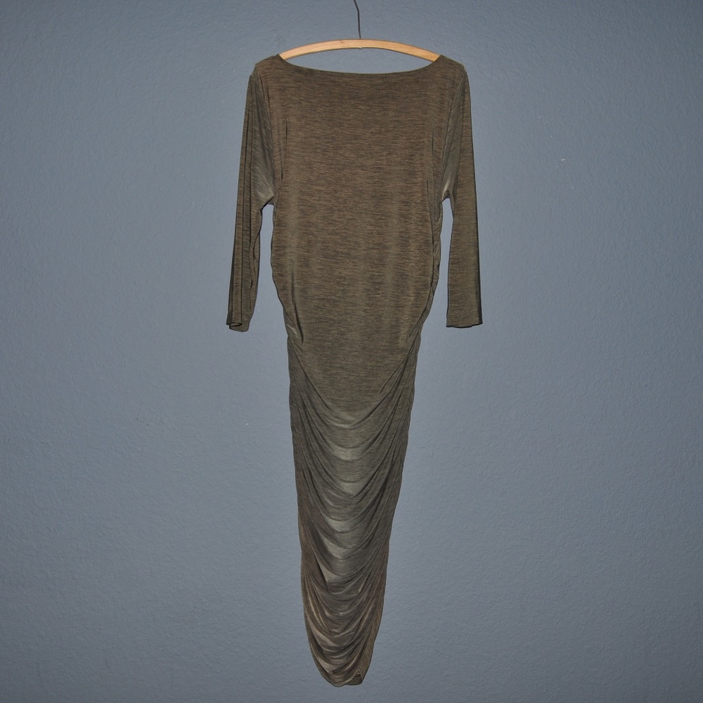 033 CATHERINE MALANDRINO Olive Melange Lansbury Dress sz L - Picture 5 of 8